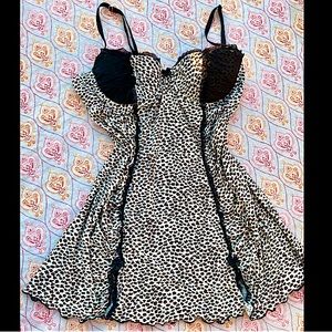 Black Lace and Leopard Lingerie Slip